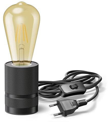ledscom.de Tischlampe LITO, Schalter, schwarz, inkl. LED Lampe 489lm, extra-warmweiß