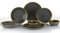 Kütahya Porcelain Forza 24 Piece Porcelain Dinner Set for 6 People, Black/Gold
