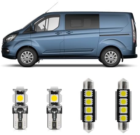 njssjd 11pcs White LED Interior Light Kit for 2012-2023 F.ord Transit Custom Double Cab-in-Van DCiV Super Bright 6000K Map Dome Light Sliding Door Ceiling Lamp and Install Tool