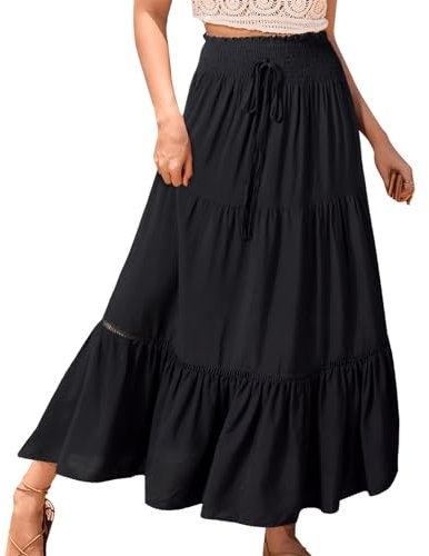 Genfien Faldas Largo para Mujer 2 en 1 Cintura Elástica Alta Falda Larga Bohemia para Mujer Maxi Falda Largos Línea A de Verano para Vacaciones Playa Casual Talla única