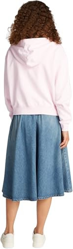 Tommy Hilfiger Donna Felpa con Cerniera Script Zip con Cappuccio, Rosa (Light Pink), XXL