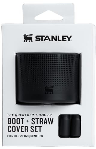 STANLEY Quencher Boot and Straw Cover Cap | Anti-Slip Silicone Protector for 20 & 30 oz Tumbler with Handle | Accessory Set for Stainless Steel Drinking Cup | Black