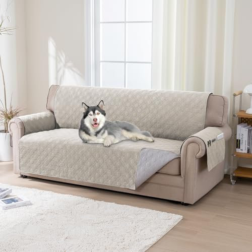 BellaHills 100% Wasserdicht Sofa Überzug Sofaschoner 3 Sitzer (51x172cm) Sofa Cover Überwurf Couch Überzug Anti-rutsch Sofaschutz, Französische Eiche