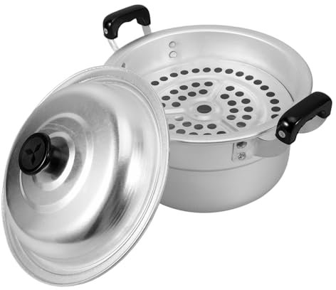 OFFSCH Vaporera De Aluminio Olla para Sopa y Ramen Asas Antideslizantes Duradera para Cocina