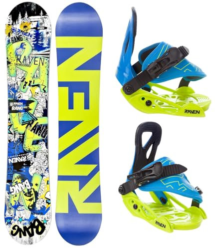 Raven Snowboard Set: Snowboard Raven Bang Junior + Bindung Raven s160 Junior Blue/Lime (110cm + s160 Blue/Lime XXS)