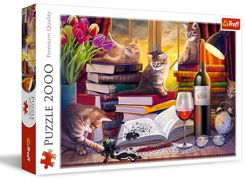 Trefl 27126 Katzenabend 2000 Elemente-DIY Tieren, Kreative Unterhaltung, Klassisches Puzzle für Erwachsene und Kinder ab 14 Jahren