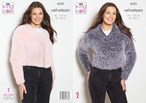 King Cole Ladies Knitting Pattern Womans Velveteen Plush Cardigan & Sweater (6323)