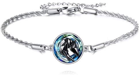 ONEFINITY Pferd/Panda Armband aus 925er Sterlingsilber Kristall Tierarmbänder süßer Tierschmuck Geschenke für Frauen und Männer