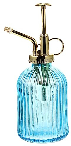 TOYANDONA Vintage Glas Sprühflasche 350ml Für Pflanzen Innen Und Gartenbewässerung Sprüher Mit Ergonomischem Griff Blau Goldener Sprühkopf Präzises Blumenspray Für Sukkulenten Und Bonsaibäume