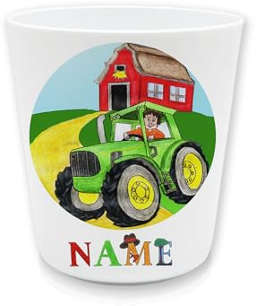 Kinderbecher Kunststoff Traktor mit Namen | Personalisiert, Zahnputzbecher, BPA frei
