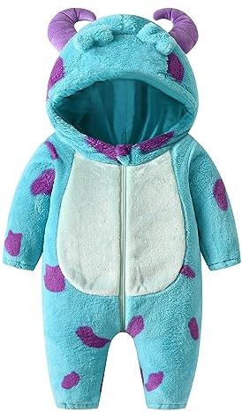 SYHVGI Toddler Baby Girls Boys Fleece Jumpsuit Cartoon Animal Horn Hooded Rompers Halloween Carnival Cosplay Outfits