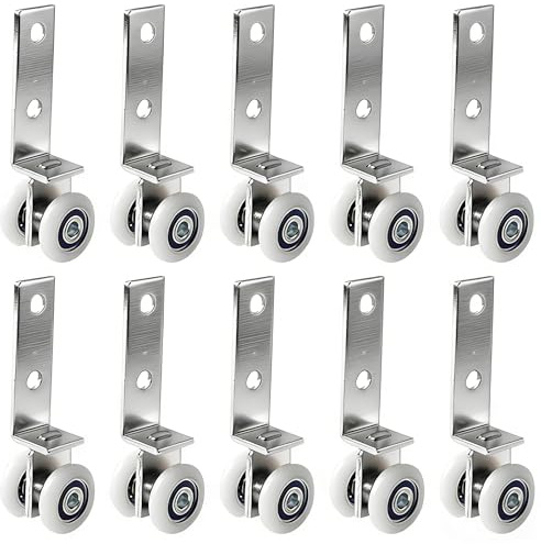 Roulette Porte Coulissante Placard, Lot de 10 Roulettes Porte Coulissante, Roulette Baie Vitrée Coulissante, Pour Portes Coulissantes, Douches, Rideaux et Meubles, Diamètre 19 mm