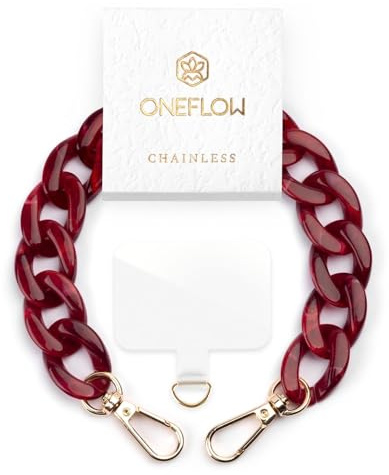ONEFLOW Handyanhänger fürs Handgelenk, Universal Handykette kurz Handschlaufe, Handyband für Hüllen Abnehmbar, Anhänger Kette mit Karabiner für alle Handys, Chainless Urban Chain