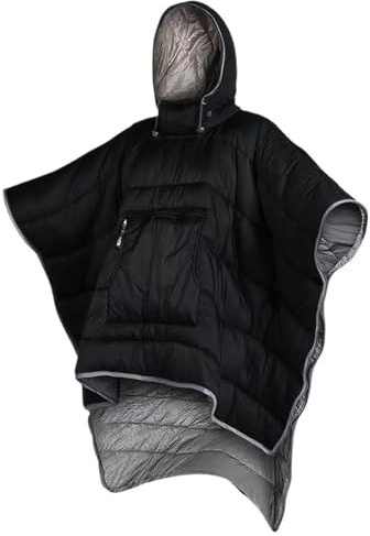 UBOHUZ Outdoor Down Poncho Blanket Lightweight Warm Camping Cloak Multi-Purpose Wearable Quilt Hiking Travel Backpacking Sleeping Bag Für Wanderungen(Black)