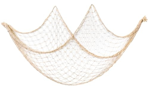 Jeffdad Fischernetz Wand Dekoration, 1m x 2m Fischerei Dekorative Mediterranen Fischernetzdekoration Fischerei Fischernetz Wanddekoration Deko für Hochzeit Fotografieren Netz Deko Wohnzimmer