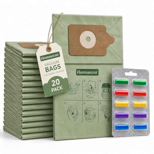 Compatible Heavy Duty Henry Hoover Bags Pack 20 | Premium Vacuum Henry Bags Compatible with Henry,Hetty & Numatic Models | Fits HVR200,NV200,NV225 | Strong Pet Hair & Dust Filtration for Cleaner Home.