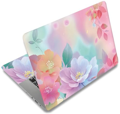 SUPERDANT 3 Stück Bunte Blumen Laptop Haut 38x27 cm Entfernbar PVC Laptop Folie 15,6 Zoll Schneidbar Notebook Aufkleber Wiederverwendbare Abdeckung Für 12 13 14 15 15,6 Zoll Notebook Bunt