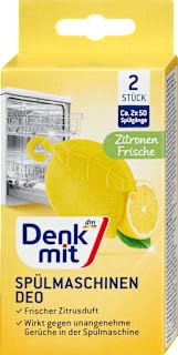 Deodorante per lavastoviglie al limone fresco, 2 pezzi - Marca DM Germania - Compatibile con denkmit - Spülmaschinen-Deo Zitronen-Frische, 2 St
