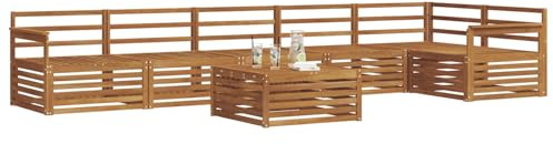 vidaXL Outdoor-Sofagarnitur 7 pcs Natur Massivholz Akazie, Gartenbank, modernes Ecksofa, strapazierfähige Sitzmöbel, Lounge für Terrasse, stylischer Komfort