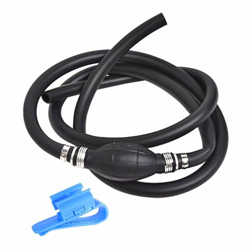 tooloflife Marine Fuel Pipe Assembly, 8mm Petrol Syphon Pump Manual Transfer Fuel Line with Blue Clip, Rubber Petrol Hoses for Boat Motor Engine
