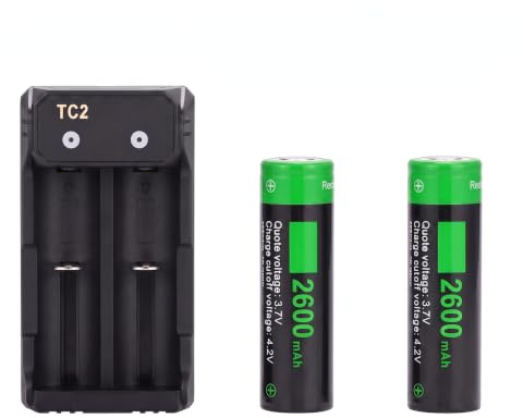 18650 Battery Charger 2 Pack set for 3.7V Li-ion Rechargeable Batteries 21700 16340 14500 26650, High-Speed Charging Dock for Flashlight & Household Devices