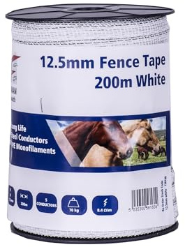 Fenceman Electric Fence White Tape 12.5mm x 200m