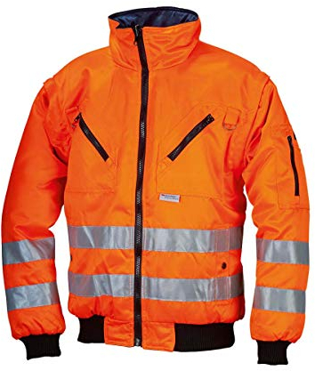 Certeo EL DEE 40897 4-in-1-Pilotenjacke 4, hohe Sichtbarkeit, in 1 Größe XL = Fluoreszierendes Orange, Dunkelblau