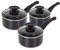 Tower T81507 Essentials Induction Pot Set, Non Stick Ceramic Coating, Easy to Clean, Dishwasher Safe, Black, 3 Piece, 16/18/20 cm