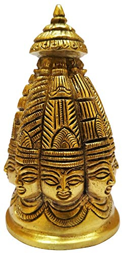 Purpledip Brass Idol Lord Shiva Stupa: Rare 8-face Omnipresent Siva Statue (11575)