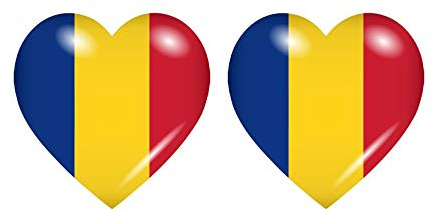 Akachafactory 2X Sticker Aufkleber Flaggen Flagge Fahne Herzen RO rumanien