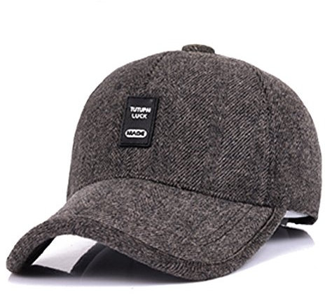 VoilaLove Cappello da Baseball da Baseball con Visiera a Becco di Lana Calda Invernale in Lana da Uomo, con scaldamani a Pieghe (Y-caffè)