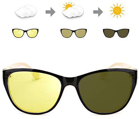 LVIOE Nachtsichtbrille Damen mit polarisierten gelben Gläsern Anti Glare Nachtsichtbrille für Regen/Nebel/Bewölkt UV-Schutz