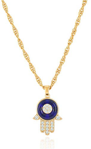 Aobei Pearl 18K Gold Moon Star Lion Evil Eye Pendant Necklace Medallion Paperclip Chian Choker Layering Jewery for Women, Metal, Cubic Zirconia
