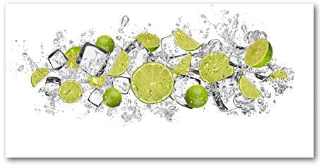 Tulup Splashback 39.37x19.68 inch / 100x50cm Protection Induction Cooker Toughened Safe Glass Kitchen Kitchen Panel Wall Protection Tempered Glass Splash-back Glass Panel - Green - Lime Ice Cube