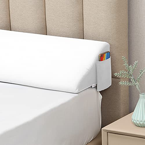 Vekkia King Bed Wedge Pillow for Headboard Gap/Bed Gap Filler/Mattress Wedge to Fill 0-6 Gap Between Headboard and Mattress (White 76x10x6)