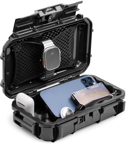 NANQUAN Evergreen 56 Waterproof Dry Box Protective Case - Travel Safe/Mil Spec/USA Made - for Tackle Organization of Cameras, Phones, Camping, Fishing, Hiking, EDC, Water Sports, Knives (Black)