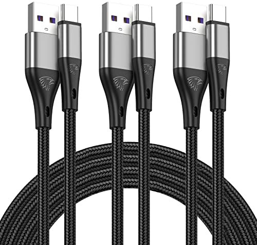 USB Type C Cable Fast Charging,3pack 3ft Premium Nylon Braided 3A Rapid Charger Quick Cord,Type C to A Cable Compatible for Samsung Galaxy S21 S20 S10 S9 S8 Plus,Note 20 10 9 8, LG V50 V40 G8 G7