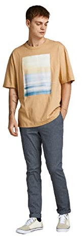 JACK & JONES Pantalon Chino pour Homme, Coupe ajustée, Pantalon Chino, Bleu Jeans Clair, 30W / 30L