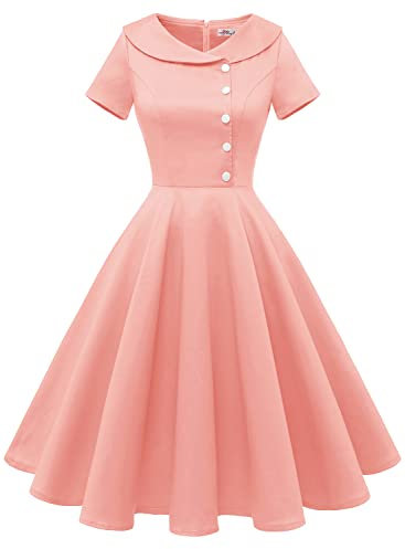 Wedtrend Robe Annee 50 Femme Vintage Rockabilly Vintage Montreal Robe Plissé avec Manches Courtes WTP20007 Blush L