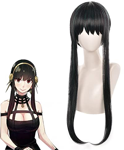 Anime Yor Forger Cosplay Perücke für Spy Family Cosplay Perücken Rollenspiel Perücke mit gratis Perückenkappe (Yor)