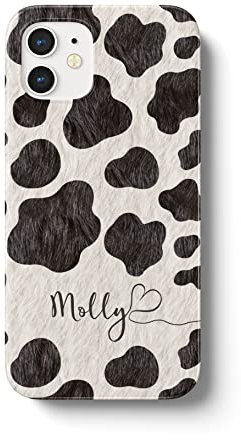 iCaseDesigner Personalised Name with Heart Animal Print Phone Case Compatible with iPhone 13 Pro. 7. Cow Print