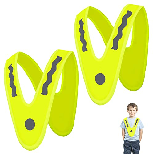 Aohcae 2 Stück Warnweste Kinder, Sicherheitsweste, Leuchtweste Reflektorweste, Reflektierende Weste Warnkragen, Fahrradweste Kinder für Jungen Mädchen Nächtliche Outdoor