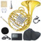 Doppeltes Waldhorn (Fb/Bb) 4 Tasten Goldlack - Zwischen-Messinginstrument mit Koffer, Mundstück und Reinigungsset - Komplettes Zubehörset für Konzertband und Solo-Performance (Gold)