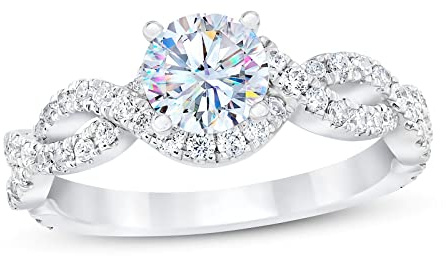Molioaki Verlobungsring Damen Weißgold 9K(375) Unendlicher Verlobungsringe 1 Karat Brillantschliff 5A Zirkonia Ring Ehering mit Geschenkbox Verlobung Hochzeit Geschenk