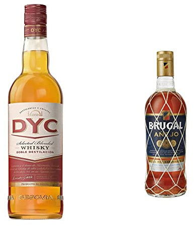 Dyc Doble Destilación Whisky 40% Alcohol, 1000ml & Brugal Añejo Ron Dominicano, 700ml