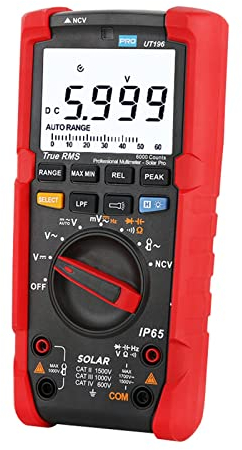DEWIN Multimetro Digitale,Multimetro Digitale Fotovoltaico Tester Digitale Tester Elettricista Professionale Vero RMS 1500 V AC DC Tester di frequenza di Resistenza alla Tensione