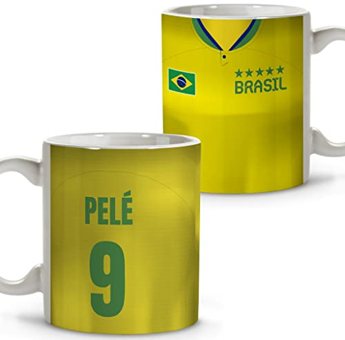 LolaPix Tazas personalizadas. Tazas fútbol. Tazas personalizadas con nombre. Taza desayuno fútbol. Regalos personalizados. Varios diseños. BRASIL. Taza cerámica 330ml