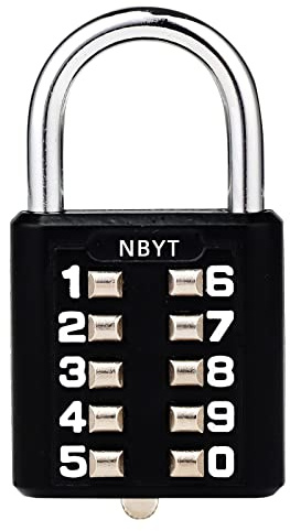 NBYT 5-stelliges Vorhängeschloss mit digitalem Zahlenschloss, Knopf-Sicherheitsschloss, geeignet für Fitnessstudio oder Sportspindezimmer, Box, Werkzeugkasten, Zaun, Schrankschnalle