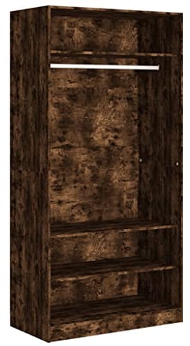 vidaXL Kleiderschrank, Garderobenschrank mit 4 Fächern, Schrank mit Kleiderstange, offener Schlafzimmerschrank, Räuchereiche Holzwerkstoff