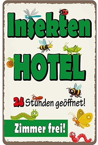 vianmo Blechschild 30x20 cm Insektenhotel Zimmer frei Deko Geschenk Metall Schild